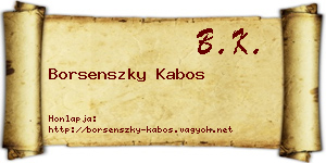 Borsenszky Kabos névjegykártya
